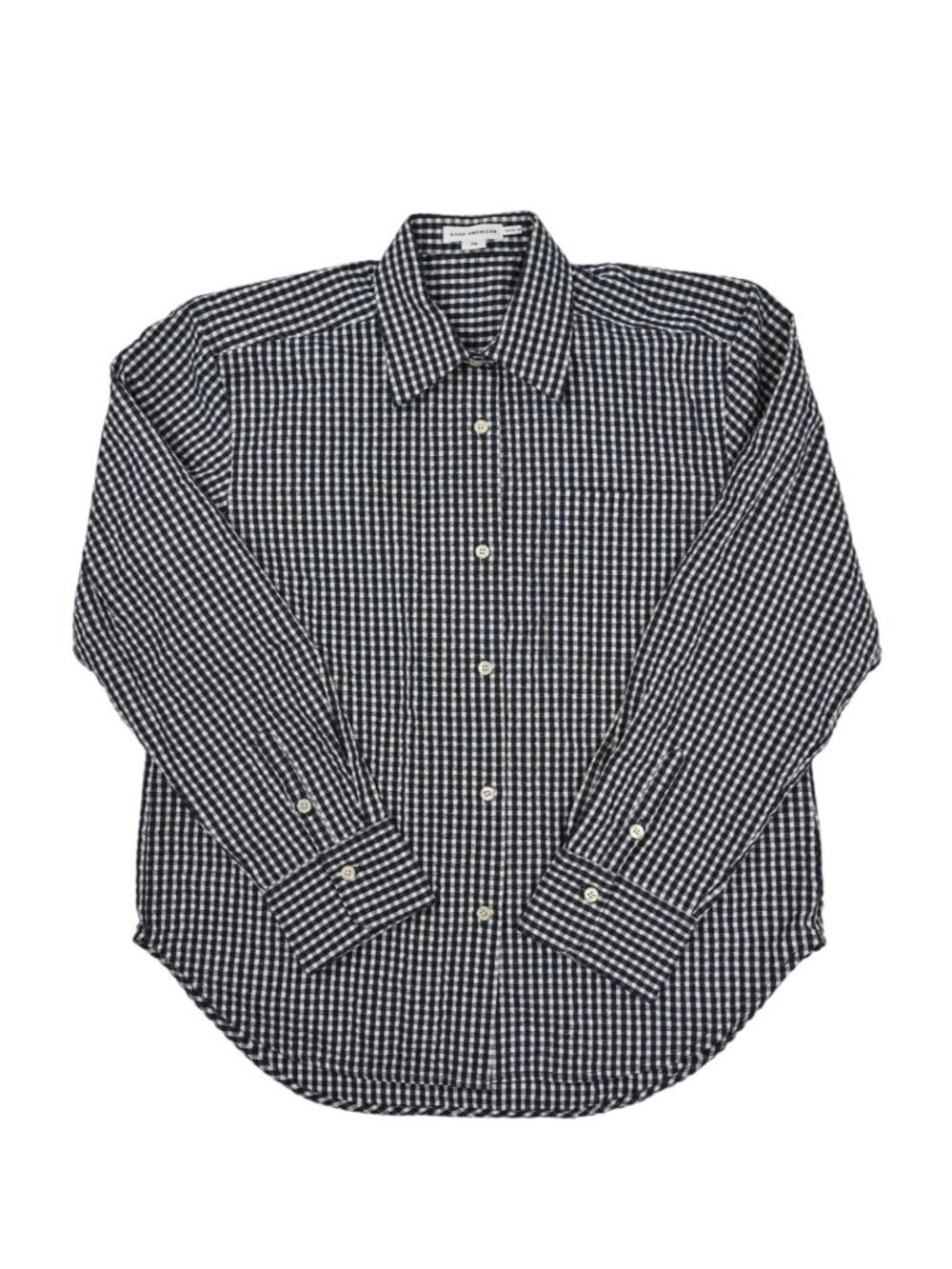 Good American The Seersucker Shirt in Horizon Gingham Small
